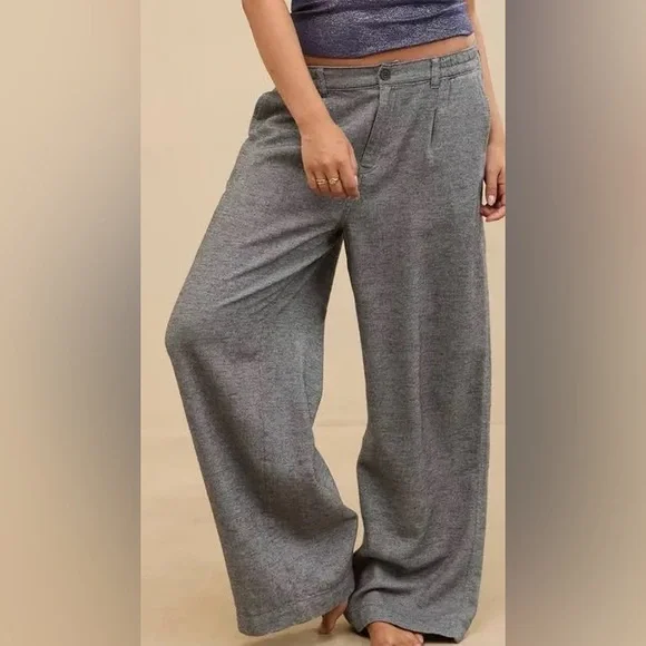 Aerie Anytime high waisted trousers size large long 100% cotton - Picture 2 of 5